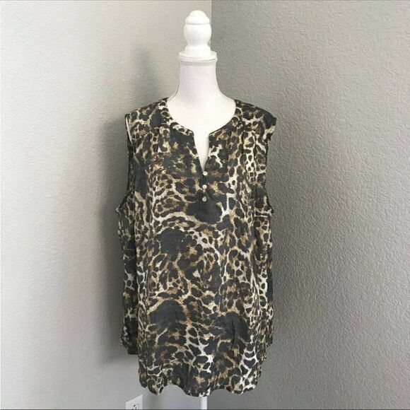 Fred David Womens Cheetah Print Sleeveless Top - Picture 1 of 7